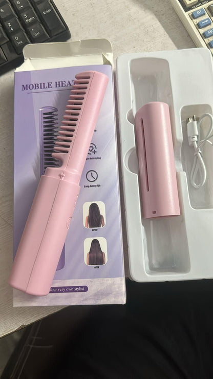 Portable Rechargeable Hair Straightener Comb – Cordless & Travel Friendly 👉 CASH ON DELIVERY AVAILABLE 👈