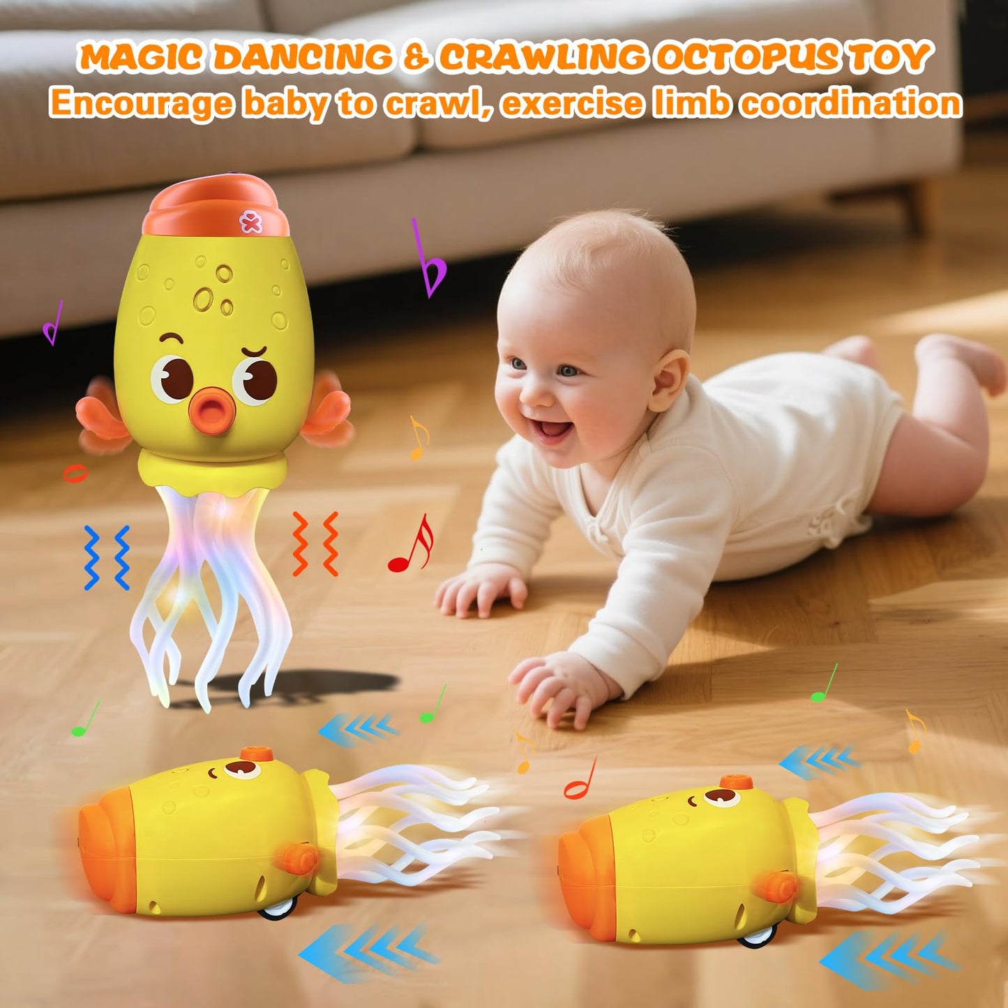 ‎🐙 Smart Dancing Octopus Toy with censor Music & Colorful Lights